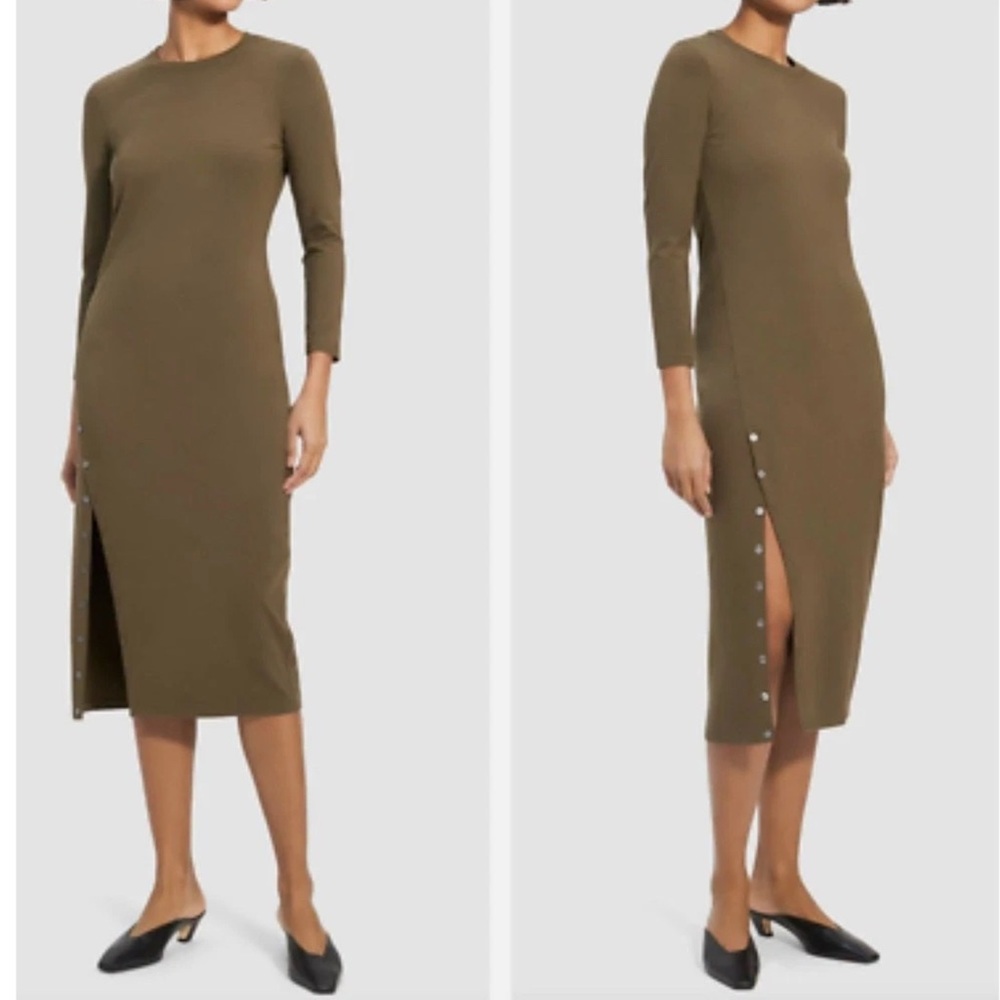 Elegant Olive Green Midi Dress